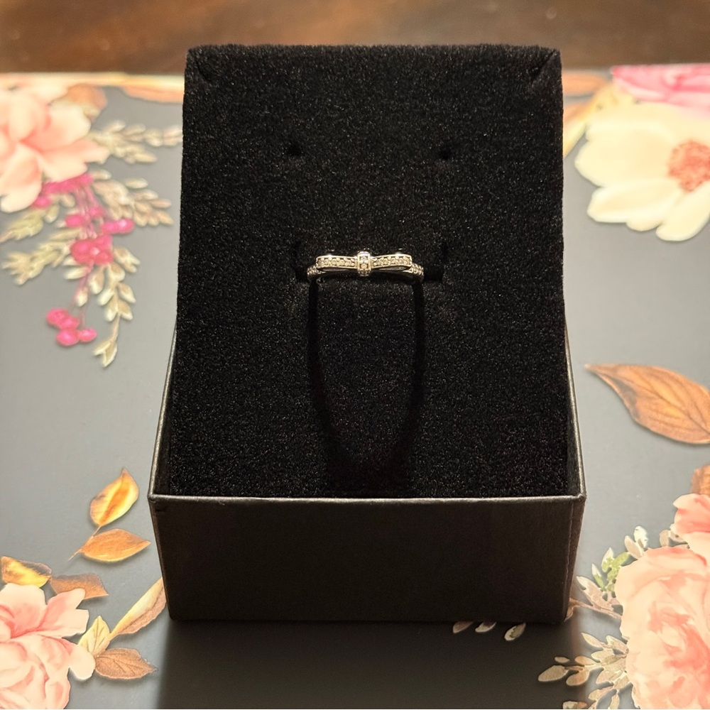 Authentic Pandora Retired Pave Bow Ring